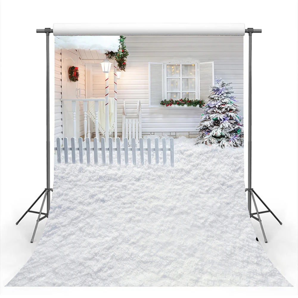 Christmas Winter Snowy Backdrop Wooden Board Gifts Kids Baby Cake Smash Photography Props Girls Adult Birthday Studio Background