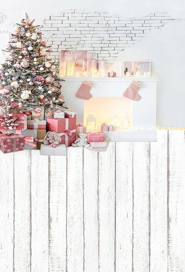 Christmas Winter Snowy Backdrop Wooden Board Gifts Kids Baby Cake Smash Photography Props Girls Adult Birthday Studio Background