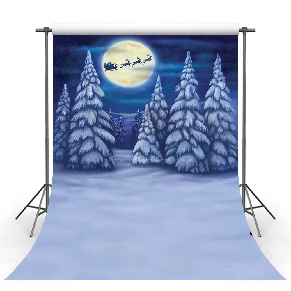 Christmas Winter Snowy Backdrop Wooden Board Gifts Kids Baby Cake Smash Photography Props Girls Adult Birthday Studio Background