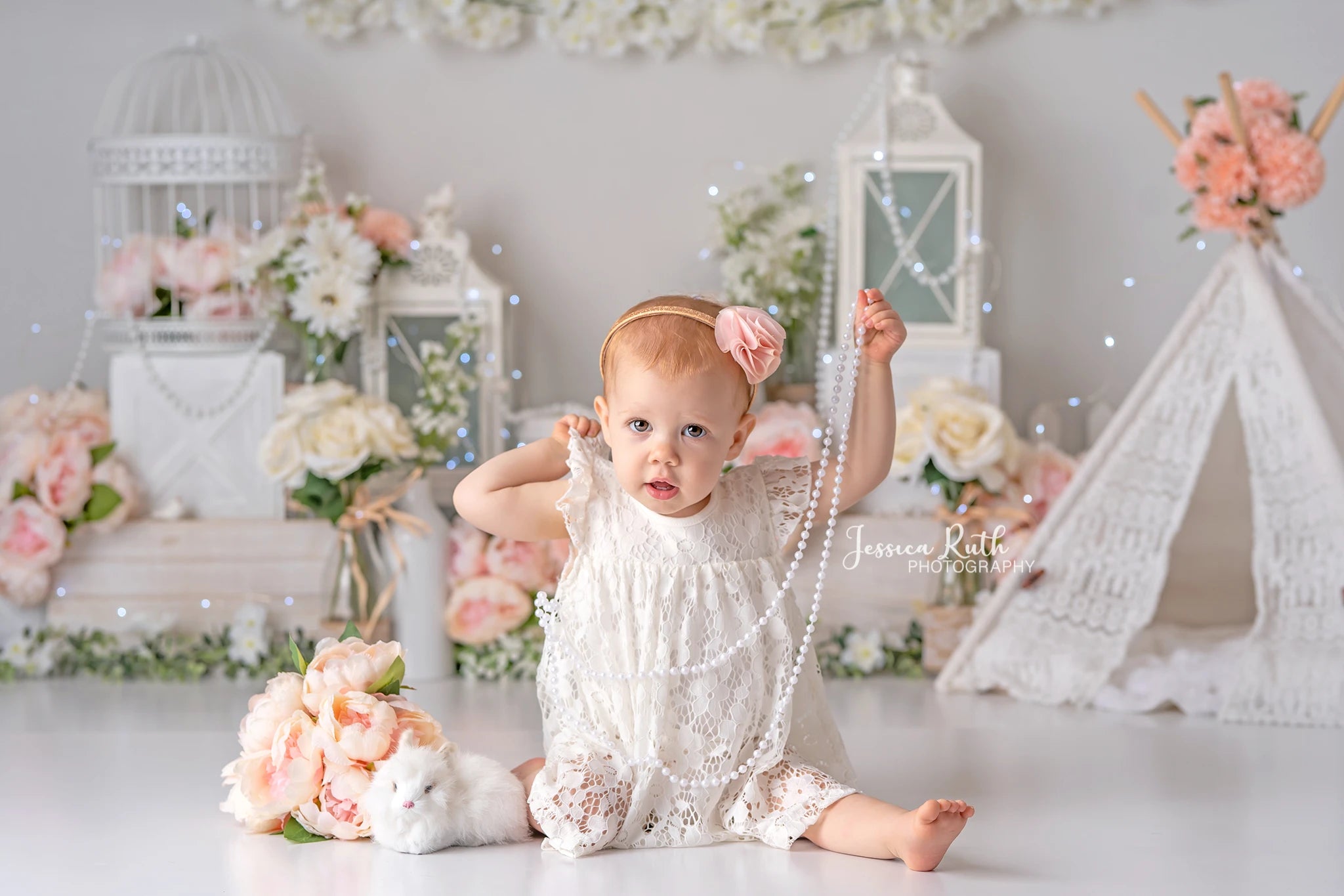 Rose Tea Party Backdrop Spring Garden Floral Child Baby Cake Smash Photography Props Girls Adult Birthday Studio Backgrounds