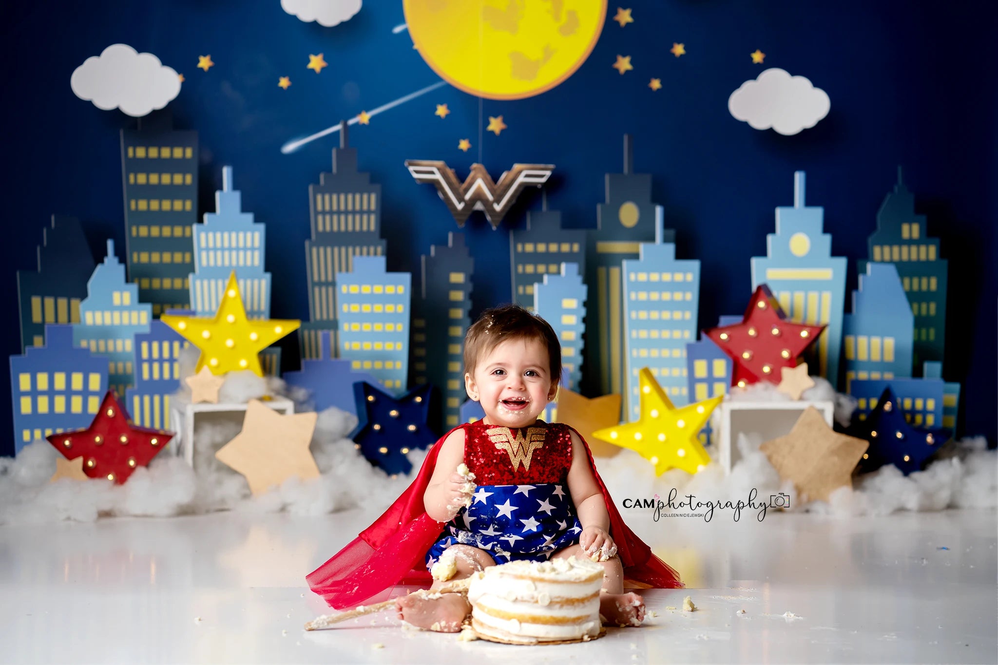Night In The City Backdrop Kids Baby Cake Smash Photography Props Child Adult Birthday Photo Shoot Backgrounds
