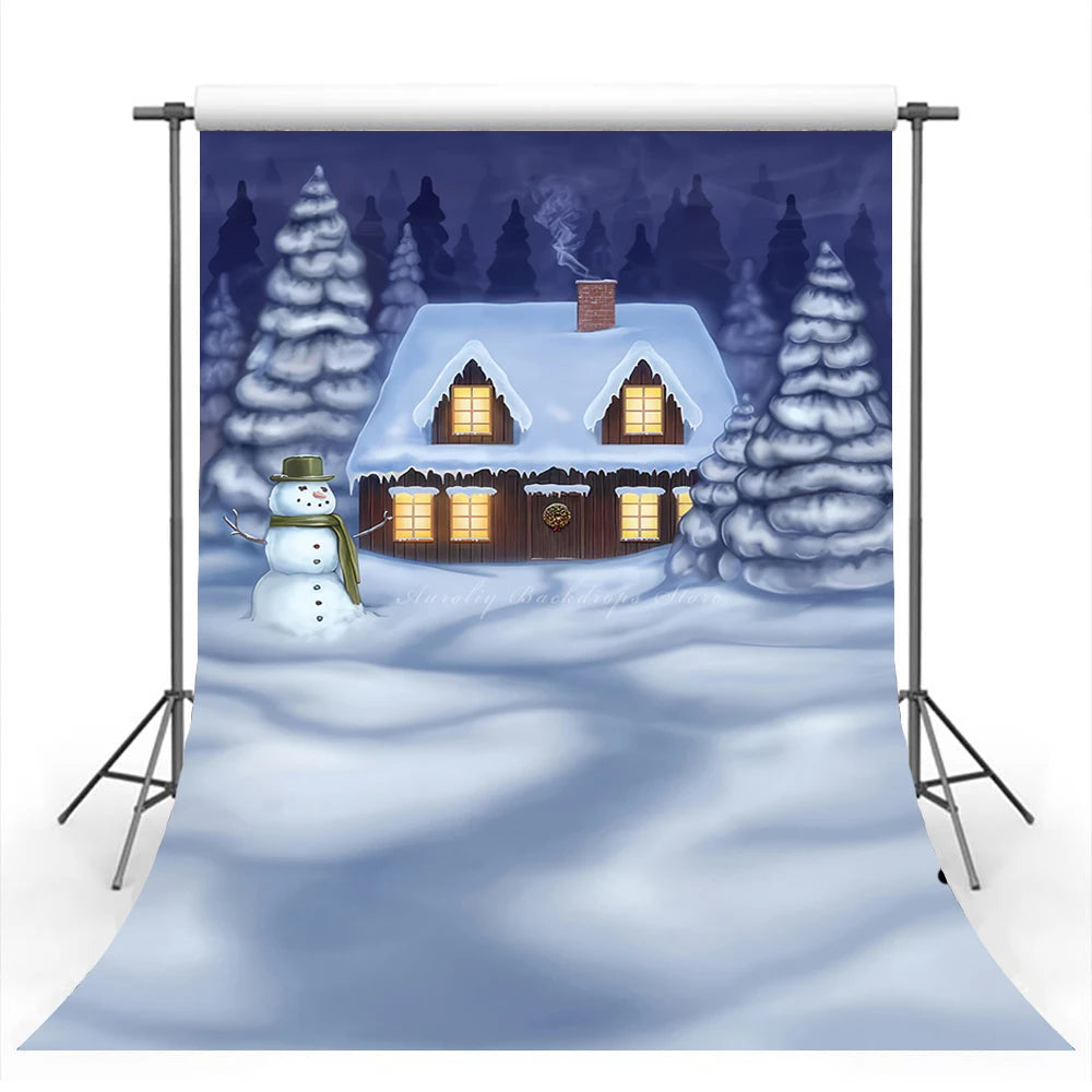 Christmas Winter Snowy Backdrop Wooden Board Gifts Kids Baby Cake Smash Photography Props Girls Adult Birthday Studio Background