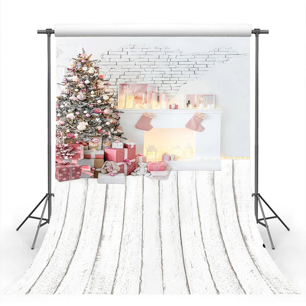 Christmas Winter Snowy Backdrop Wooden Board Gifts Kids Baby Cake Smash Photography Props Girls Adult Birthday Studio Background