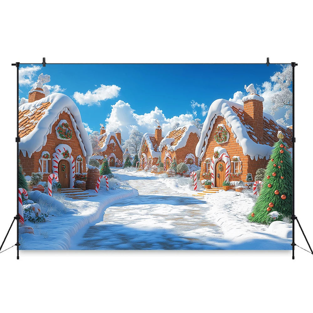 Winter Christmas Village Backdrop Child Baby Birthday Cake Smash Photography Decor Family Party Photocall Backgrounds