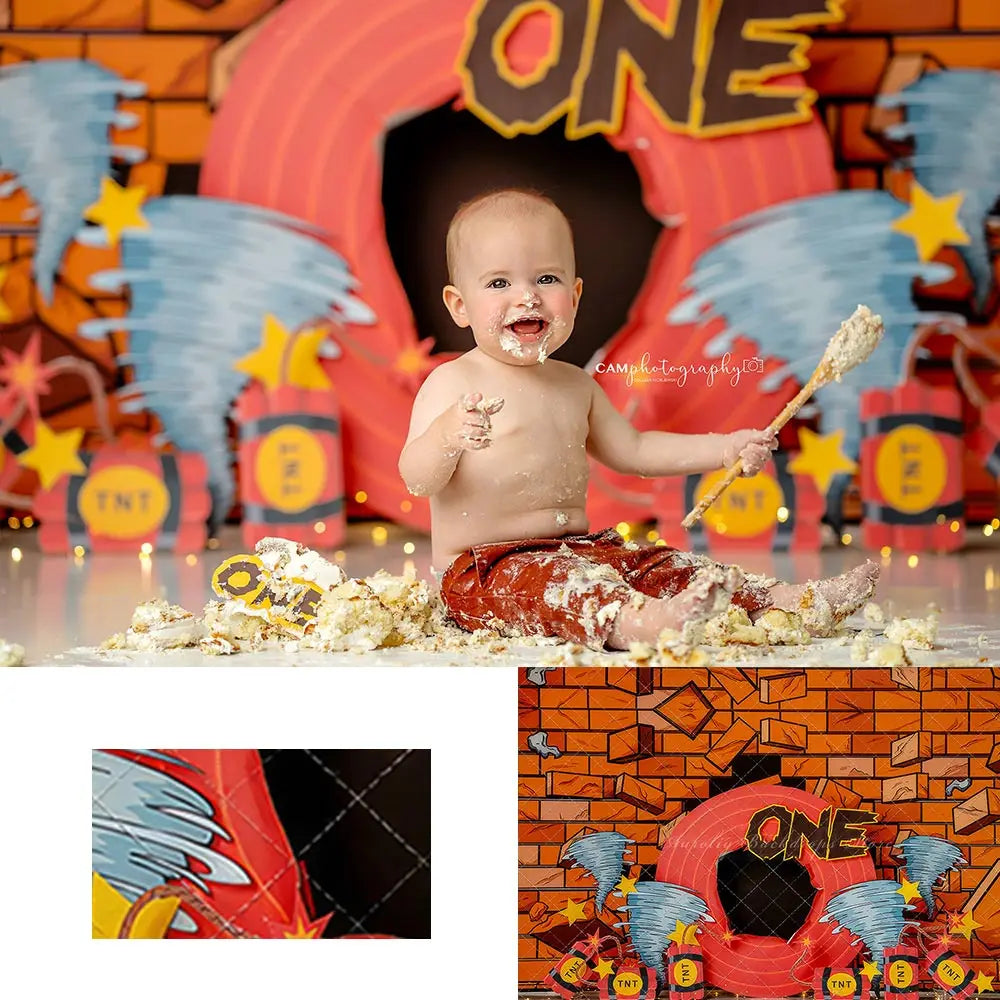 Tazmanian Cyclone Birthday Party Backdrop Boys Girls Cake Smash Photography Props Child kids Studio Backgrounds