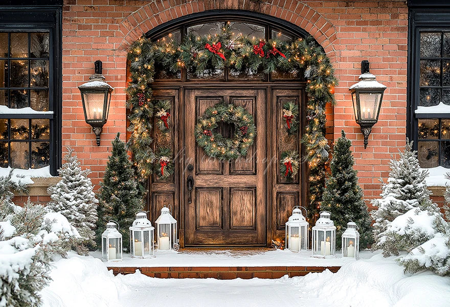 Christmas Large Wooden Door Photography Backdrop Kids Baby Cake Smash Photography Props Child Adult Birthday Photo Backgrounds