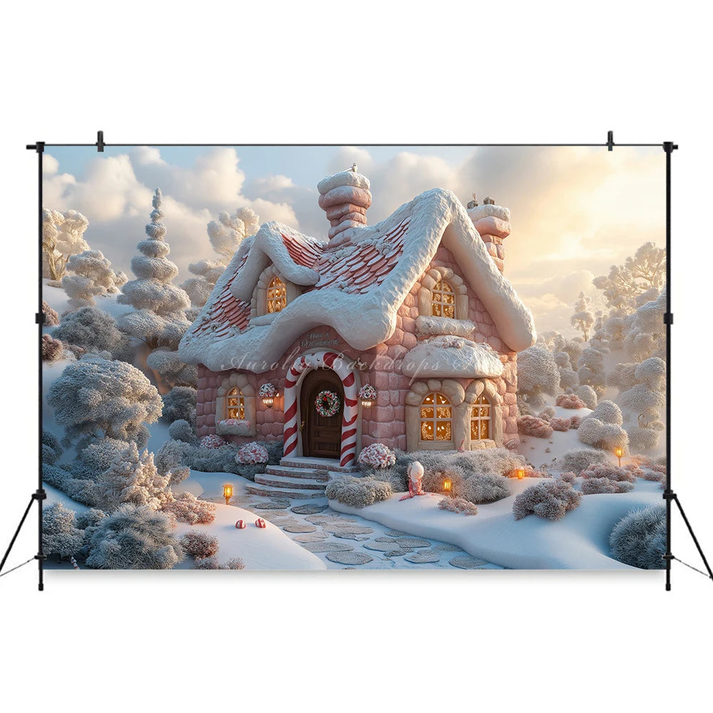 Winter Christmas Village Backdrop Child Baby Birthday Cake Smash Photography Decor Family Party Photocall Backgrounds