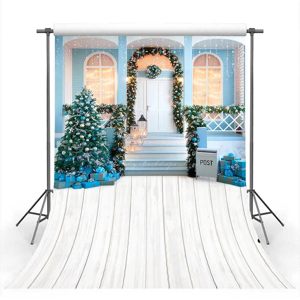 Christmas Winter Snowy Backdrop Wooden Board Gifts Kids Baby Cake Smash Photography Props Girls Adult Birthday Studio Background
