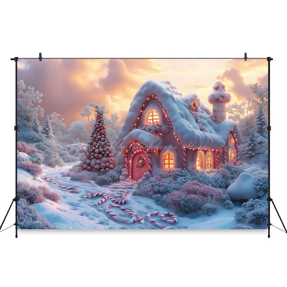 Winter Christmas Village Backdrop Child Baby Birthday Cake Smash Photography Decor Family Party Photocall Backgrounds
