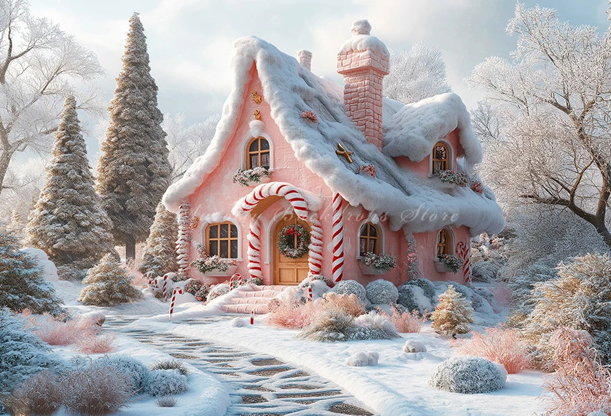 Winter Christmas Village Backdrop Child Baby Birthday Cake Smash Photography Decor Family Party Photocall Backgrounds