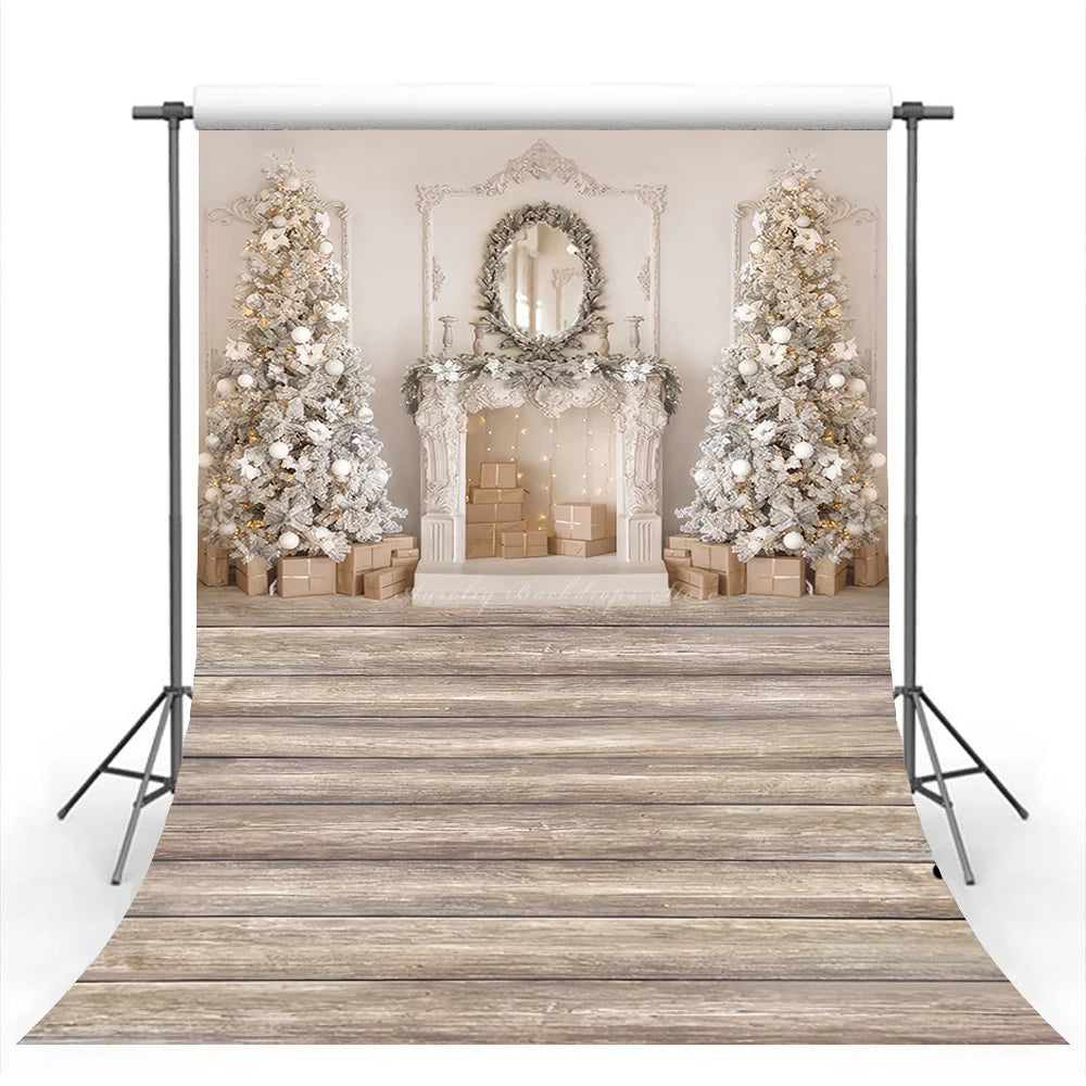 Christmas Winter Snowy Backdrop Wooden Board Gifts Kids Baby Cake Smash Photography Props Girls Adult Birthday Studio Background