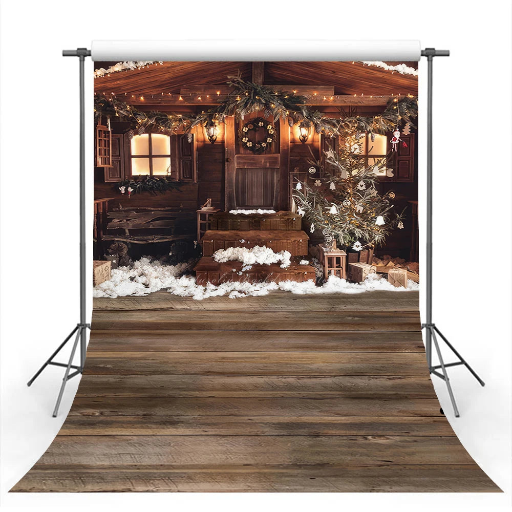 Christmas Winter Snowy Backdrop Wooden Board Gifts Kids Baby Cake Smash Photography Props Girls Adult Birthday Studio Background