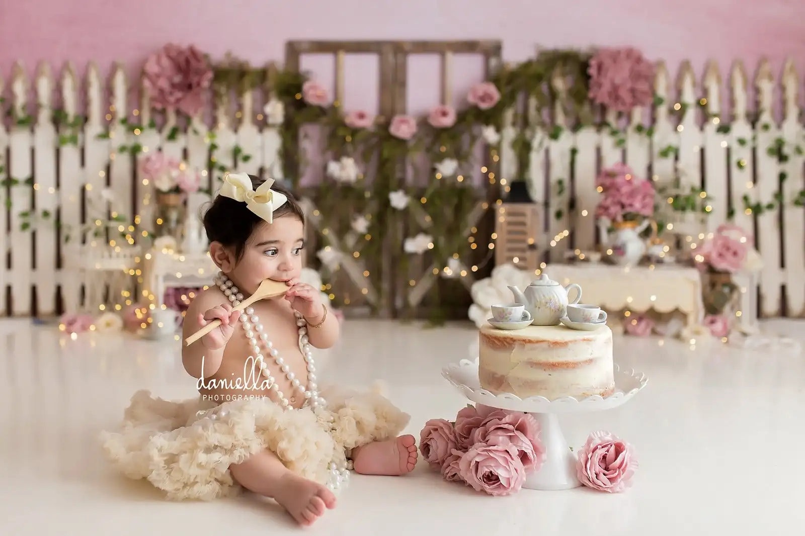 Rose Tea Party Backdrop Spring Garden Floral Child Baby Cake Smash Photography Props Girls Adult Birthday Studio Backgrounds