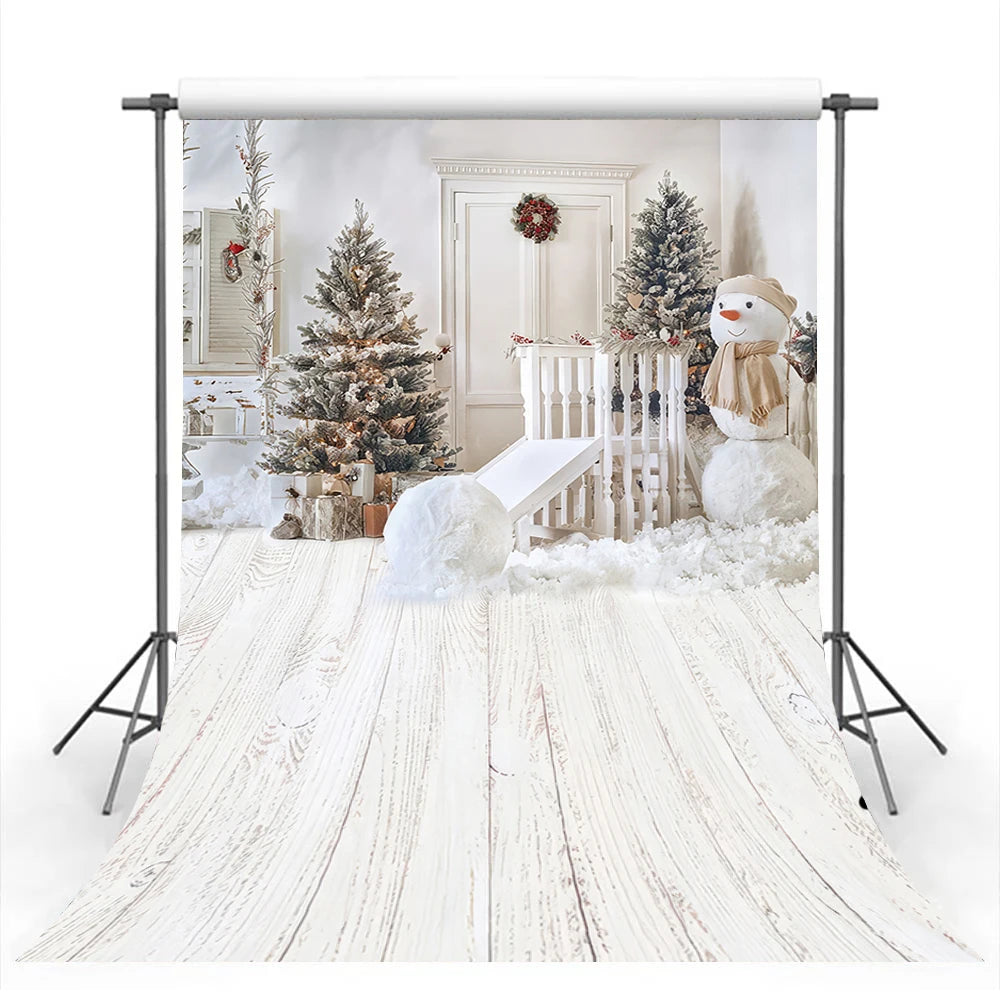 Christmas Winter Snowy Backdrop Wooden Board Gifts Kids Baby Cake Smash Photography Props Girls Adult Birthday Studio Background