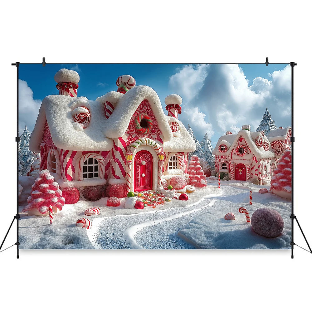 Winter Christmas Village Backdrop Child Baby Birthday Cake Smash Photography Decor Family Party Photocall Backgrounds