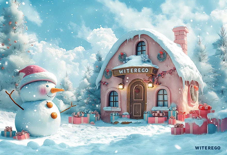 Winter Snowman Igloo Backdrop Kids Baby Cake Smash Photography Props Child Adult Birthday Photo Shoot Backgrounds