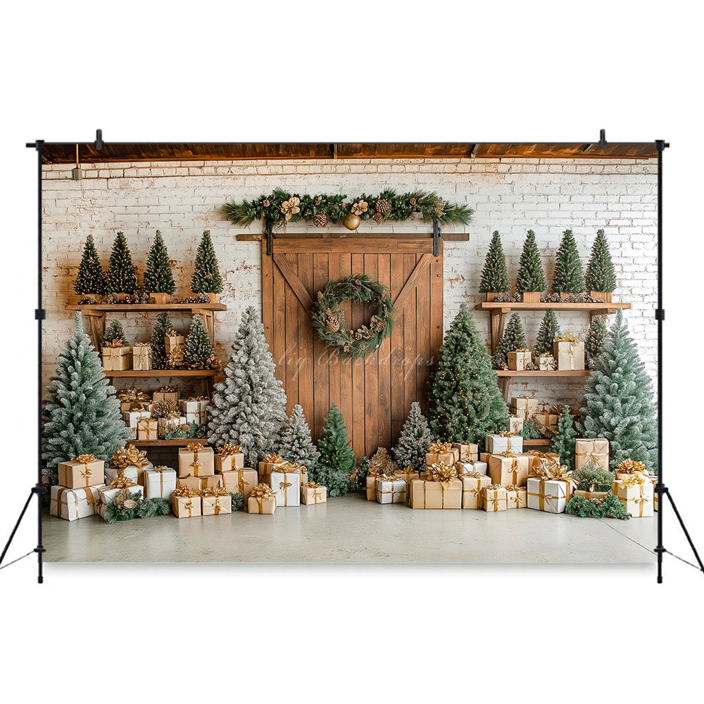 Christmas Themed Photography Backdrop Kids Baby Cake Smash Photocall Decors Food Cart Selling Child Adult Birthday Backgrounds