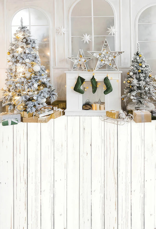 Christmas Winter Snowy Backdrop Wooden Board Gifts Kids Baby Cake Smash Photography Props Girls Adult Birthday Studio Background