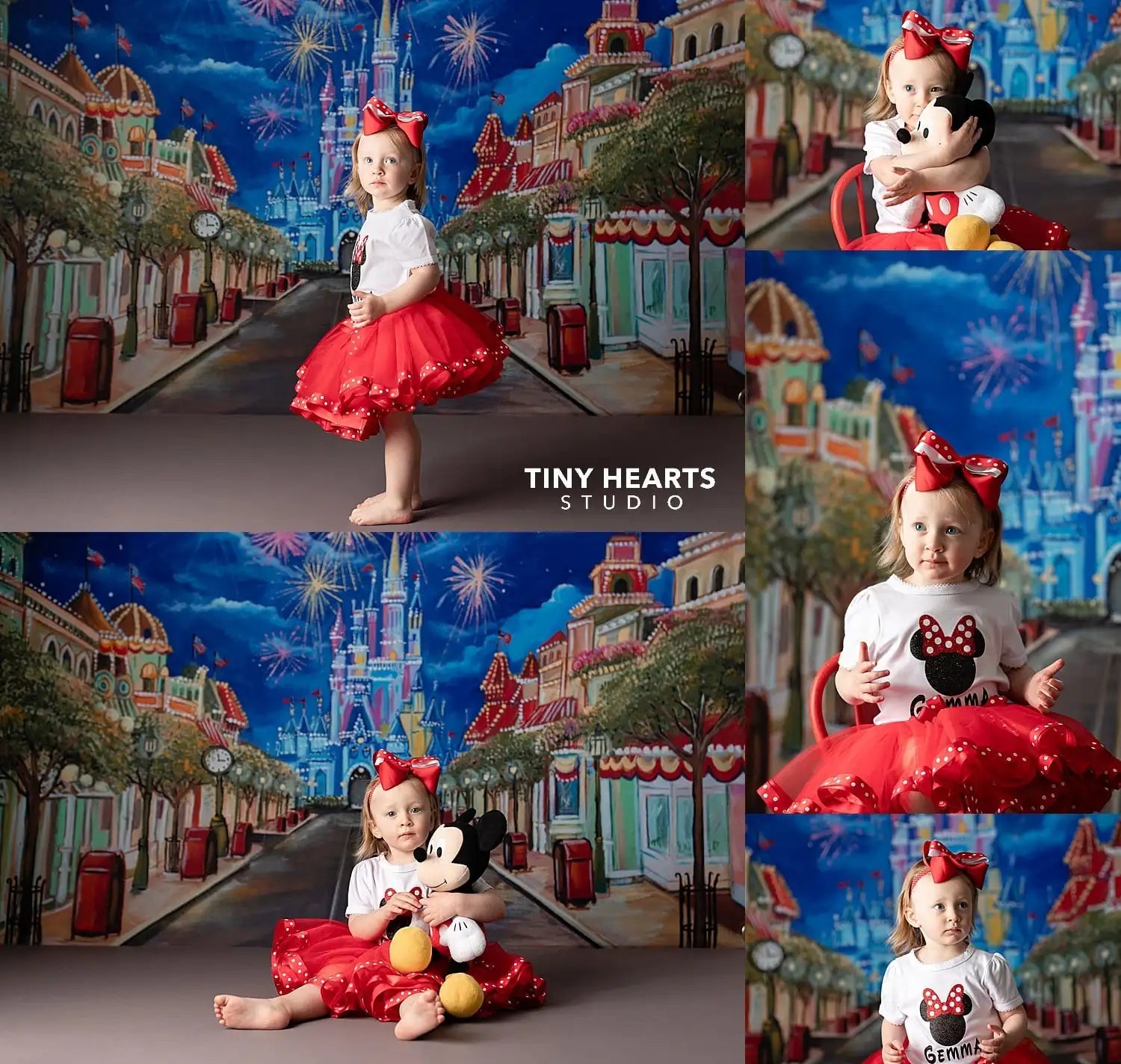 Castle Firework Street Photography Background Baby Girls Birthday Cake Smash Photocall Props Child Baby Shower Photo Backdrop