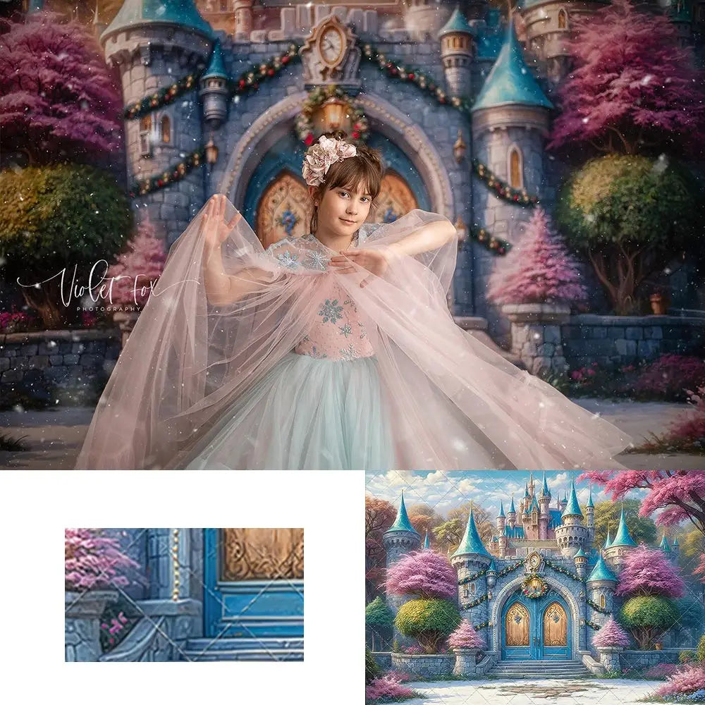 Enchanting Castle Christmas Backdrop Kids Baby Cake Smash Photography Props Child Adult Birthday Studio Backgrounds