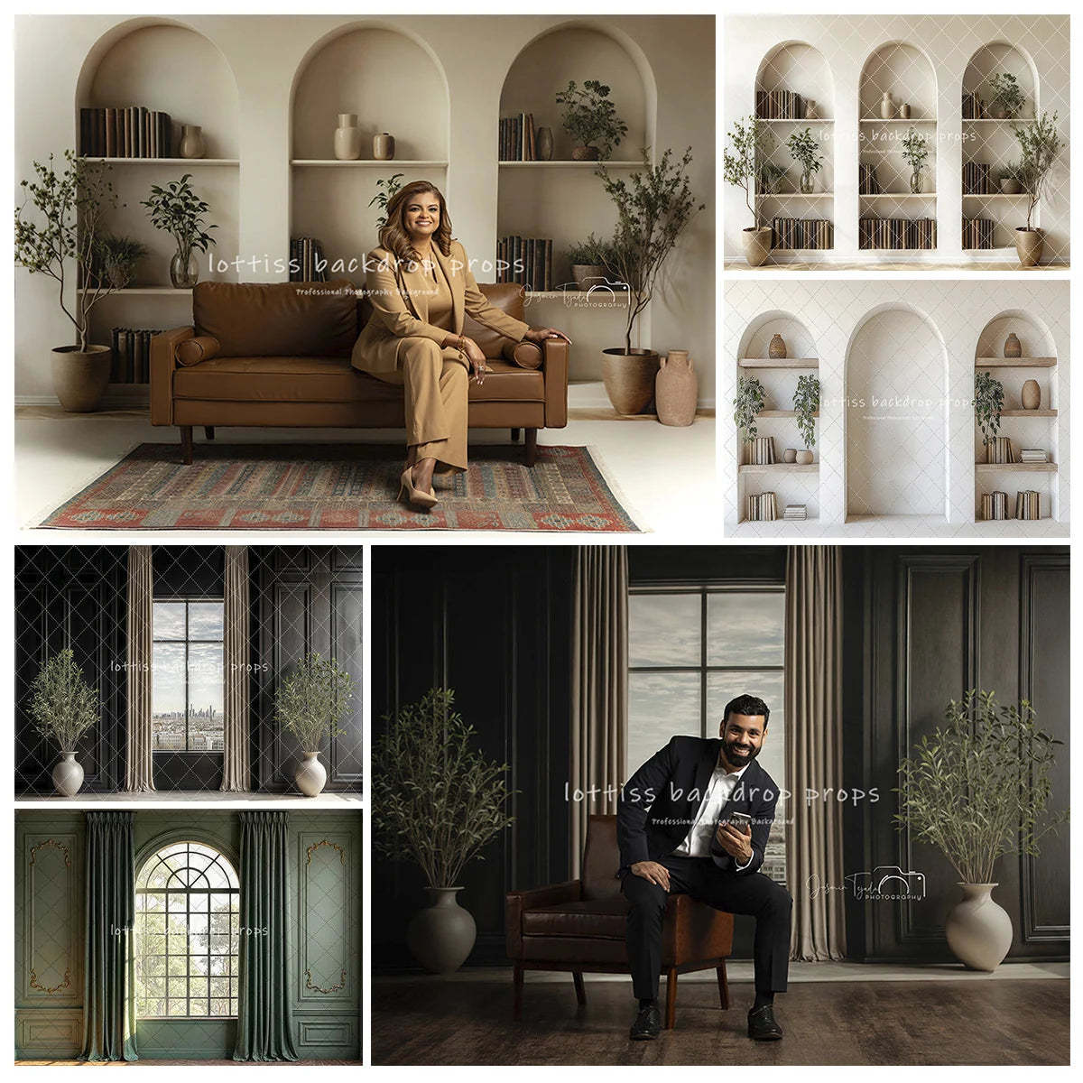 Arched Office Wall Backdrops Kids Adult Child Baby Photocall Artistic Wall White Windows Arch Brick Wall Photography Backgrounds