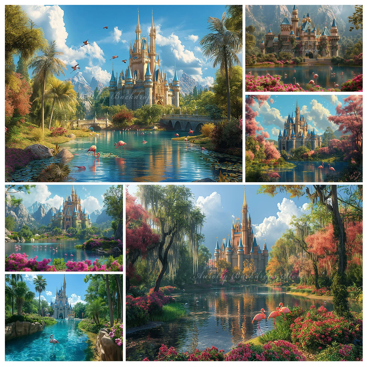 Cinderella Castle Backdrop Kids Baby Cake Smash Photography Props Beautiful Scene Child Adult Birthday Party Backgrounds