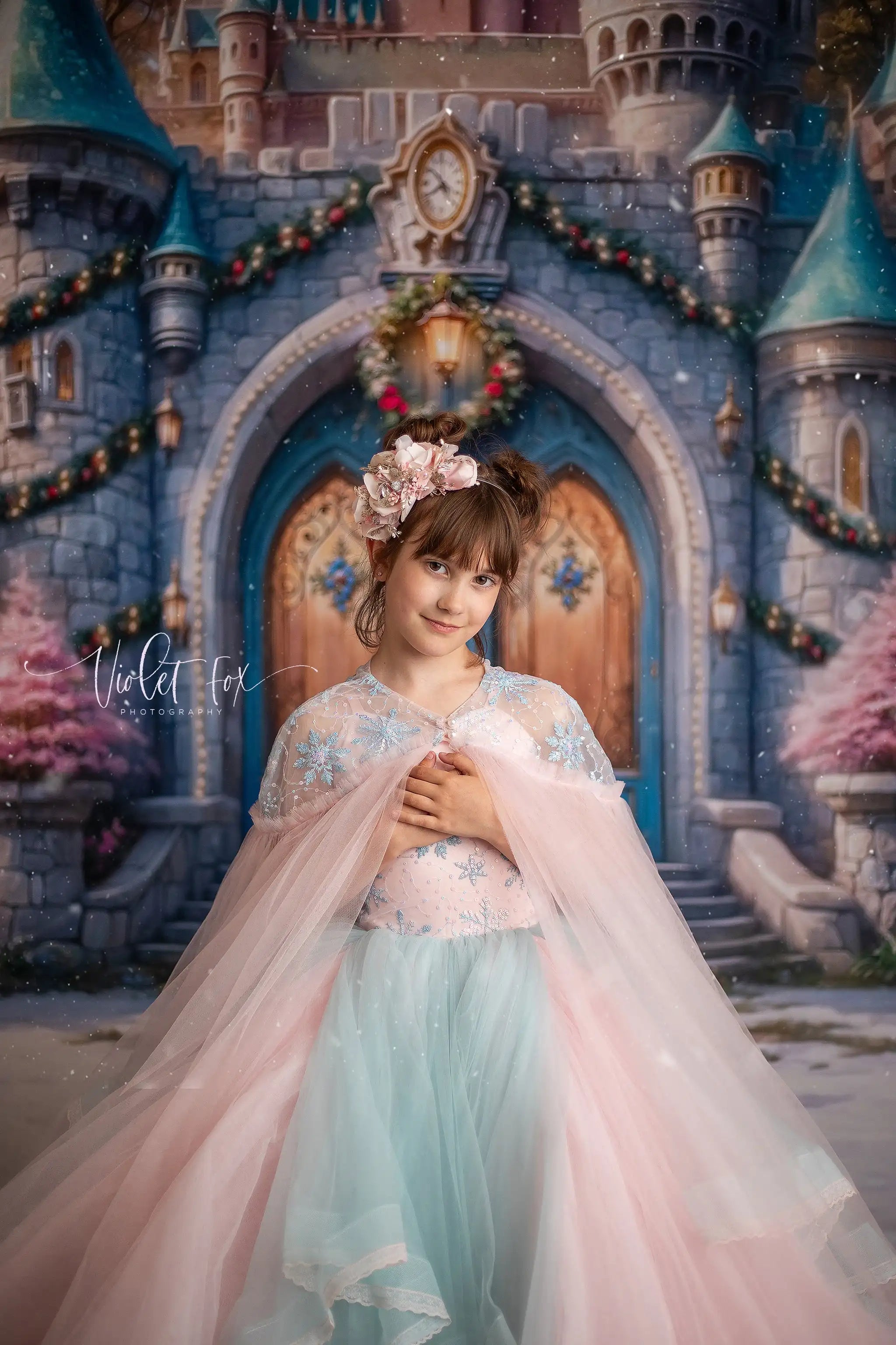 Enchanting Castle Christmas Backdrop Kids Baby Cake Smash Photography Props Child Adult Birthday Studio Backgrounds