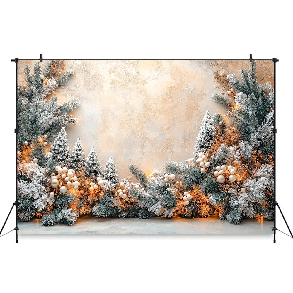 Christmas Themed Backdrop Beige Wall With Xmas Tree Child Baby Birthday Cake Smash Photography Decor Studio Backgrounds