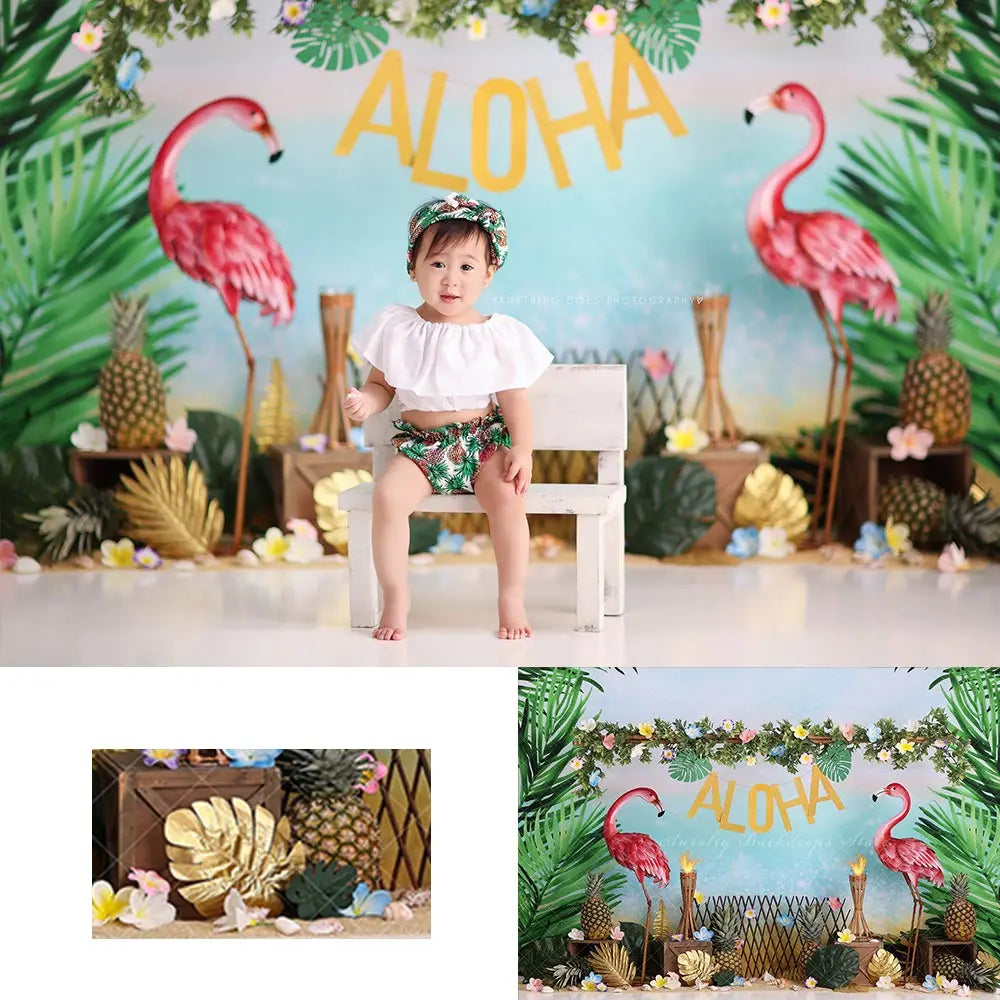 Aloha Hawaii Backdrop Kids Baby Birthday Party Decors Flamingo Pineapple Child Girls Adult Cake Smash Studio Backgrounds