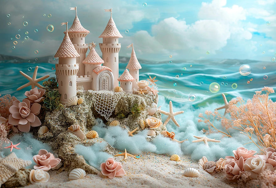 Cute Undersea Castle Backdrop Kids Baby Cake Smash Photography Props Child Girls Adult Birthday Backgrounds