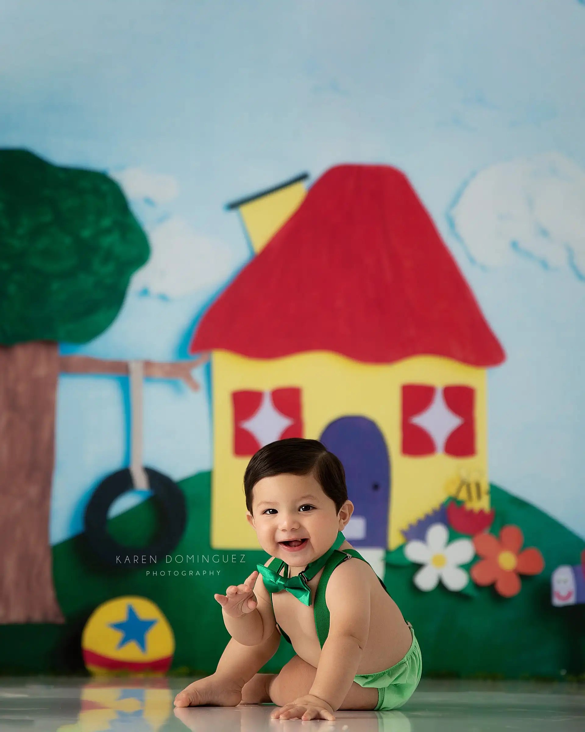 Blues House Photography Backdrop Kids Baby Cake Smash Photocall Decors Child Adult Birthday Photo Shoot Backgrounds