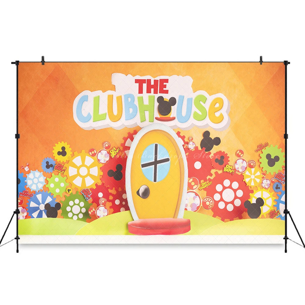 The Clubhouse House Backdrop Kids Baby Cake Smash Photocall Decor Child Birthday Party Photography Props Photostudio Background