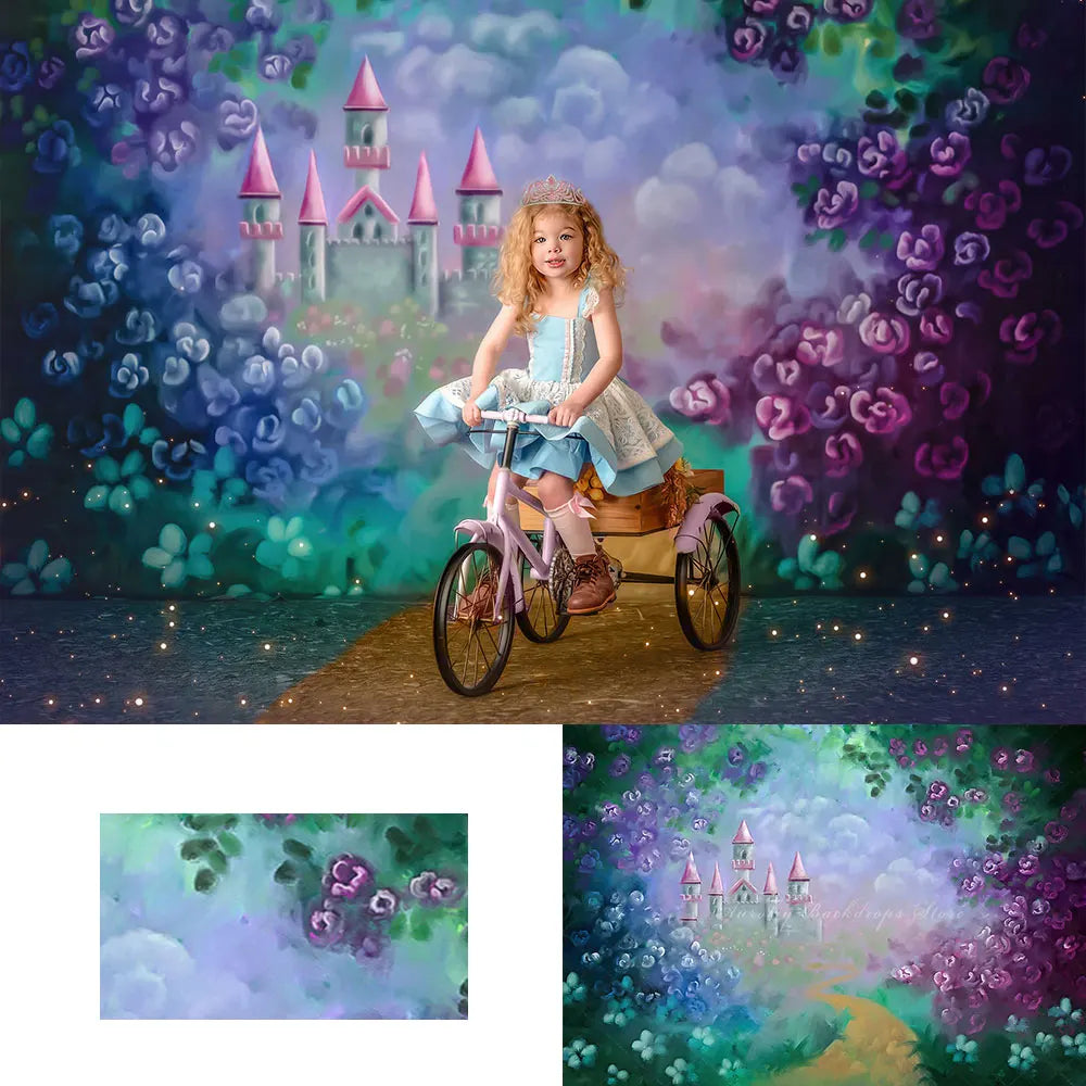 Kingdom of Blooms Backdrop Kids Baby Cake Smash Photography Props Girls Child Hand Painting Abstract Floral Photocall Decors