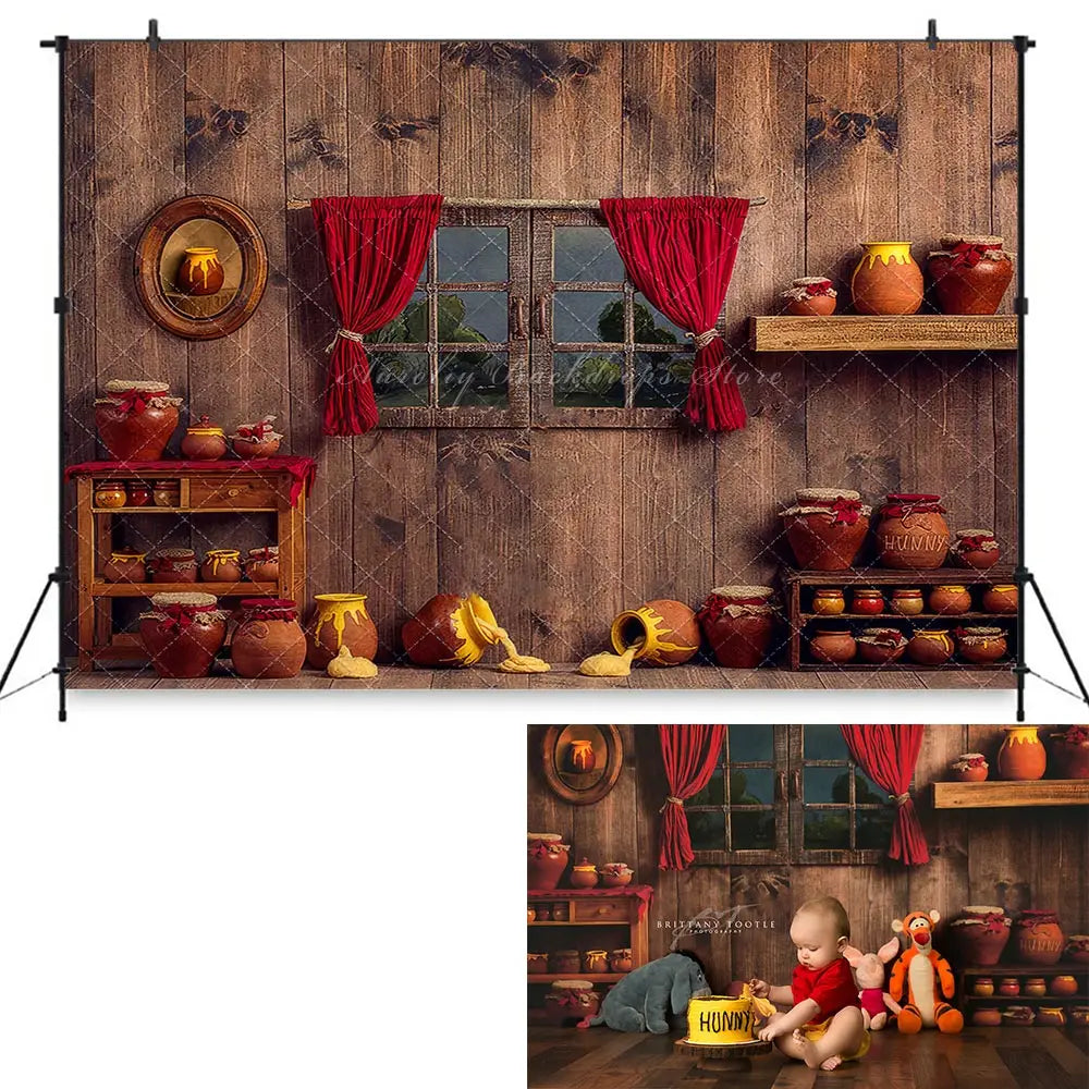 Blues House Photography Backdrop Kids Baby Cake Smash Photocall Decors Child Adult Birthday Photo Shoot Backgrounds