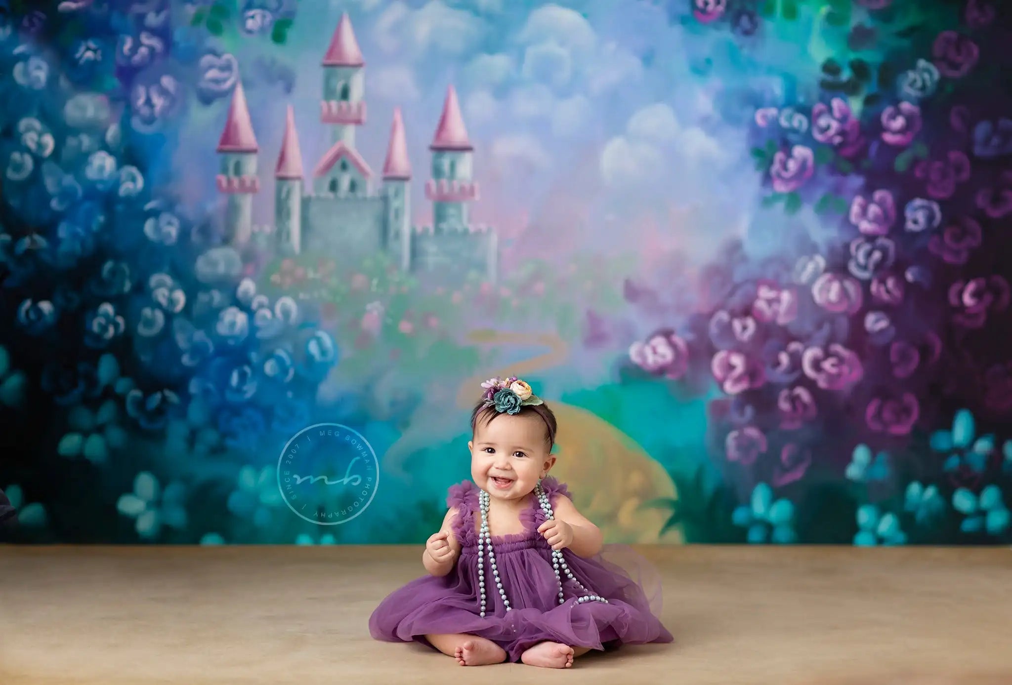 Kingdom of Blooms Backdrop Kids Baby Cake Smash Photography Props Girls Child Hand Painting Abstract Floral Photocall Decors
