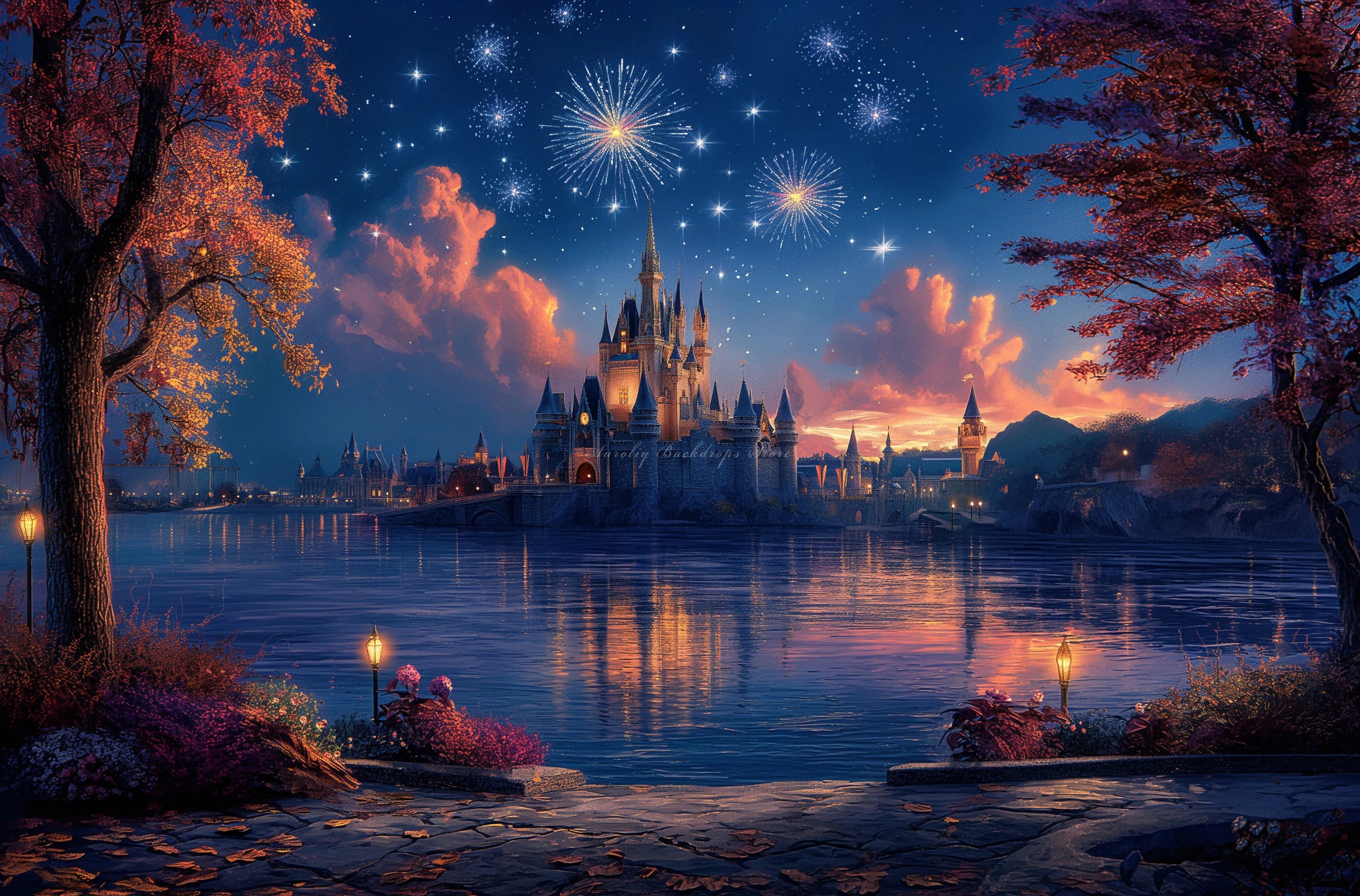 Beautiful Painting of The Magical Castle Backdrop Kids Baby Cake Smash Photography Props Child Adult Studio Backgrounds