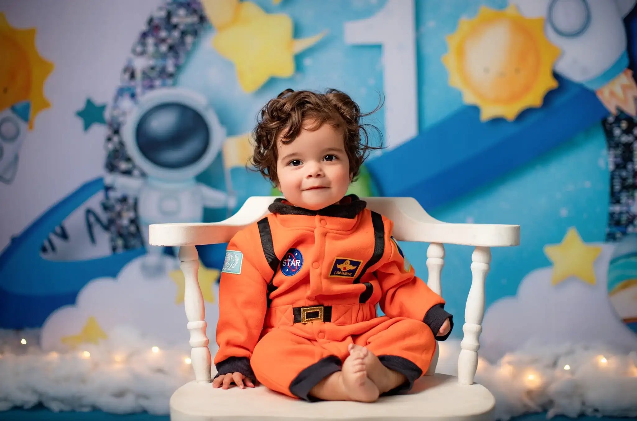 Astronaut Journey Around The Sun Backdrops Kids Baby Birthday Cake Smash Photography Child Photocall Backgrounds