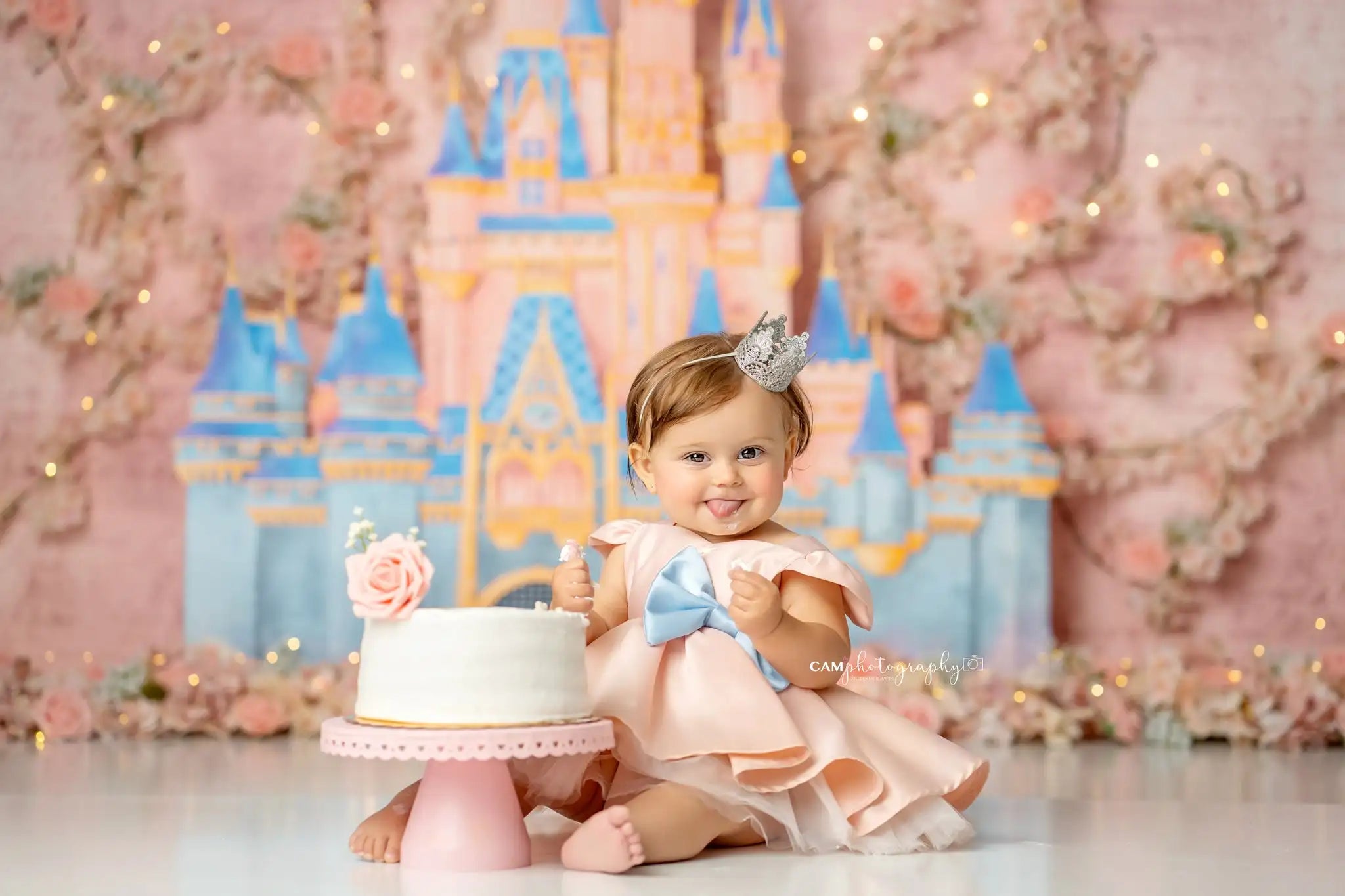Pink Castle Princess Birthday Party Backdrop Girls Adult Photocall Decors Kids Baby Cake Smash Photography Props